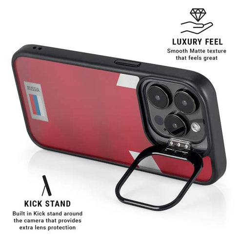 Russia Soccer Flag iPhone 15 Pro Kickstand Case